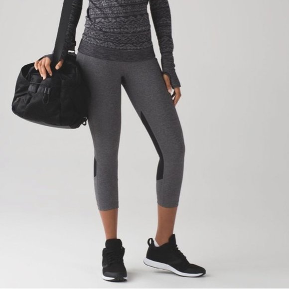 Lululemon Pace Rival heathered gray black Crop leggings Size 6 - Picture 3 of 15